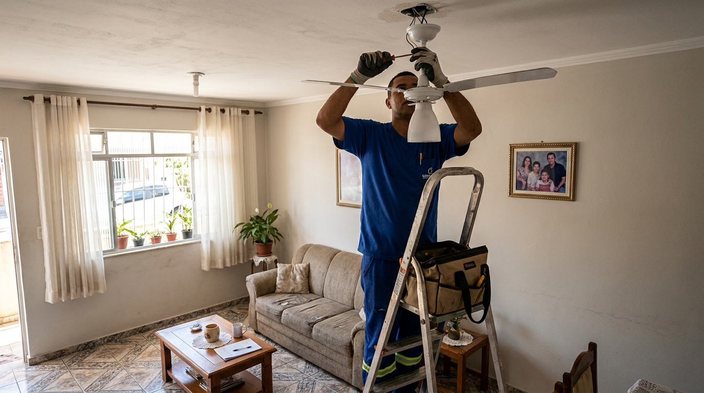Instalacao de ventilador de teto residencial em Florianópolis‑SC